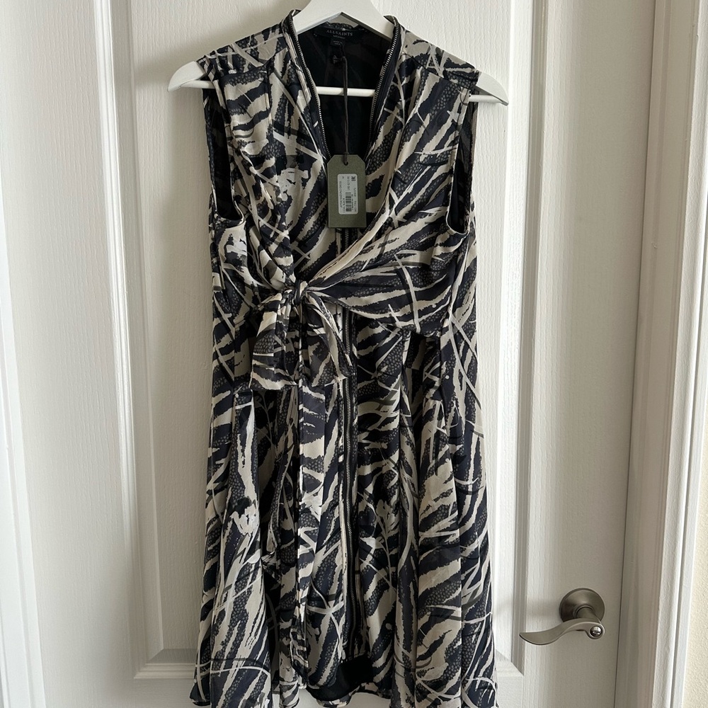 [All Saints] Monochrome Abstract Mini Dress